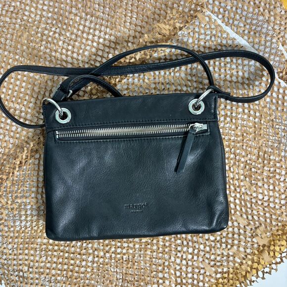 Margot New York | Black Leather Crossbody Purse w/ Silver Hardware | Excellent - Picture 2 of 12